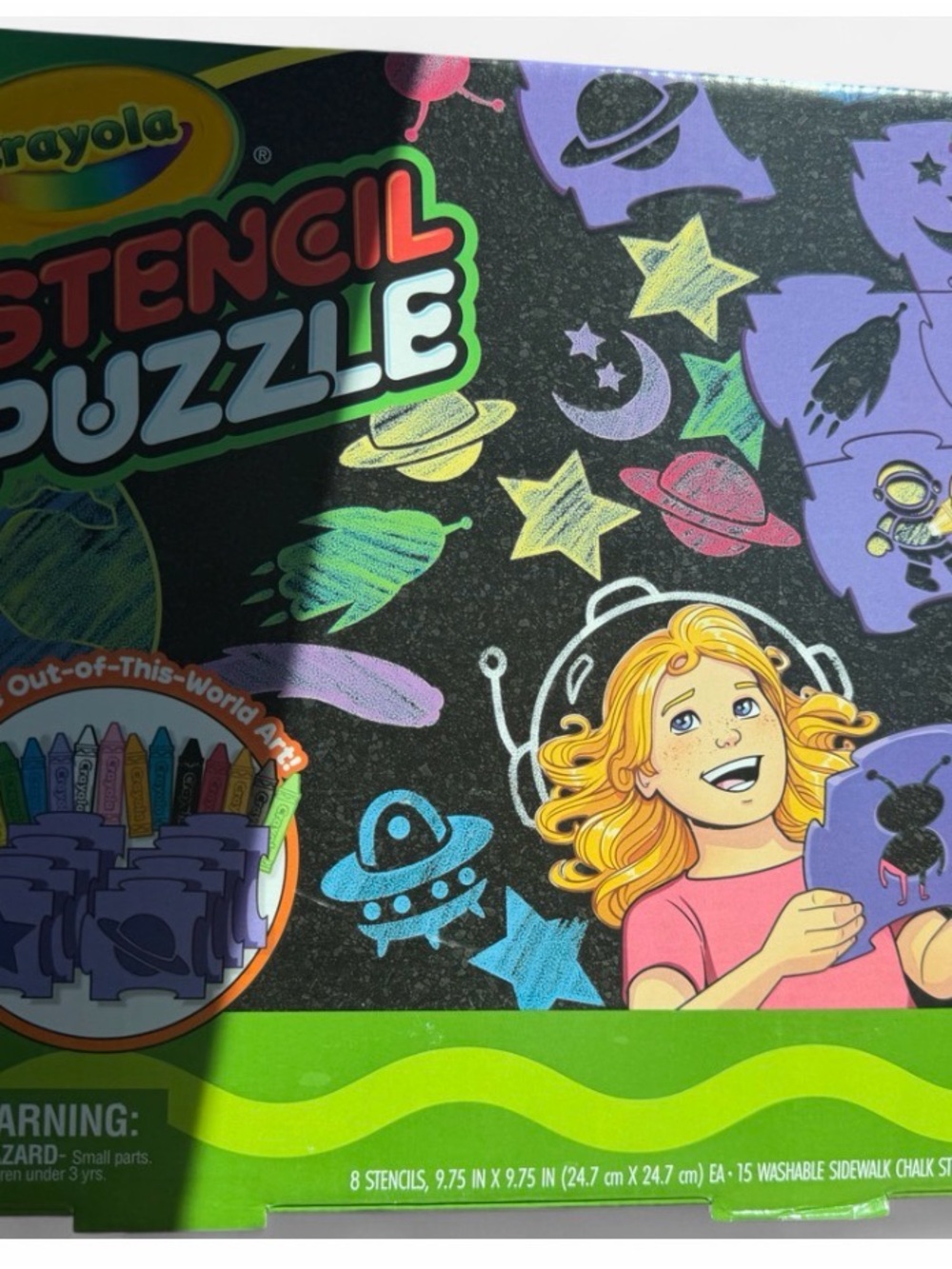 Crayola Stencil Puzzle – Purple and Pink Space Art Set